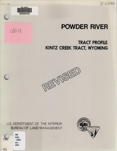 Cover for Powder River tract profile, Kintz Creek tract, Wyoming