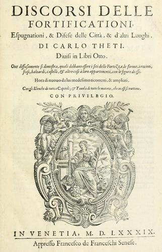 Cover for Discorsi delle fortificationi, espugnationi, & difese delle città & d'altri luoghi