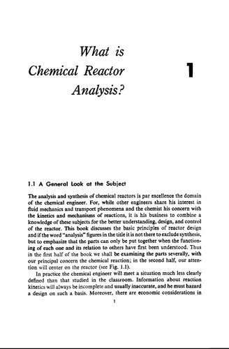 Cover for Elementary chemical reactor analysis