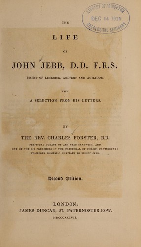 Cover for The life of John Jebb, D.D., F.R.S.