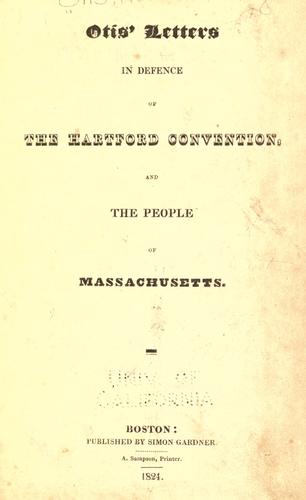 Cover for Otis' letters in defence of the Hartford Convention and the people of Massachusetts