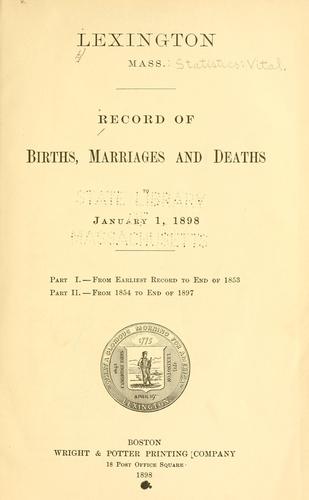 Cover for Record of births, marriages, and deaths to January 1, 1898 ..