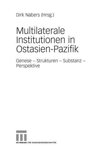 Cover for Multilaterale Institutionen in Ostasien-Pazifik