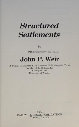 Cover for Structured settlements