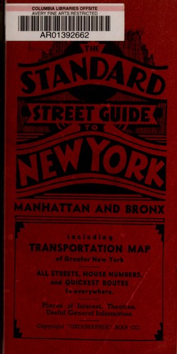 Cover for The standard street guide to New York City, Manhattan, and Bronx