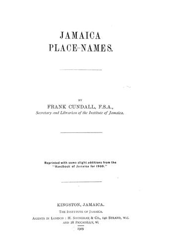 Cover for Jamaica place-names