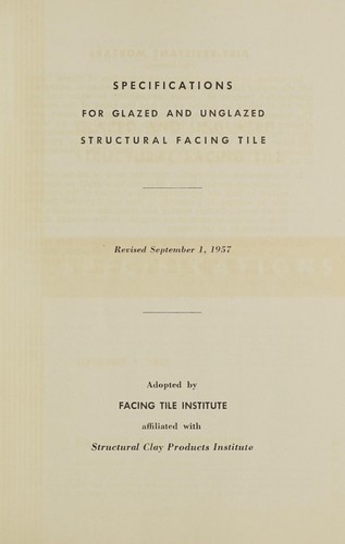 Cover for Glazed and unglazed structural facing tile specifications