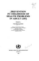Cover for Prevention in childhood of health problems in adult life