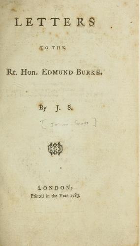Cover for Letters to the Rt. Hon. Edmund Burke
