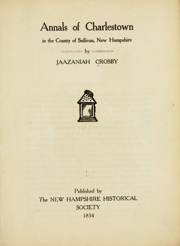 Cover for Annals of Charlestown in the county of Sullivan