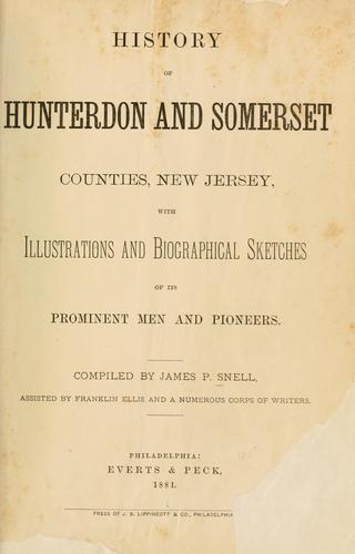 Cover for History of Hunterdon and Somerset counties, New Jersey