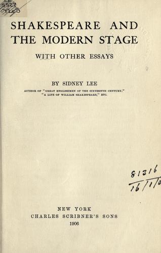 Cover for Shakespeare and the modern stage, with other essays.