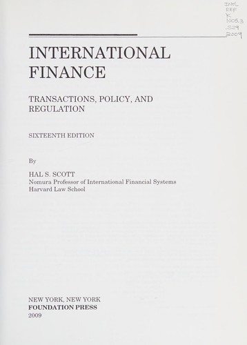 Cover for International finance