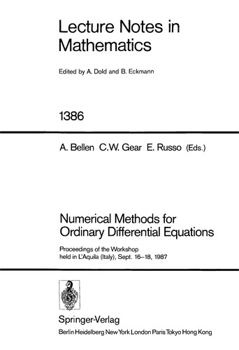 Cover for Numerical methods for ordinary differential equations