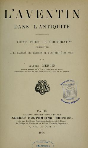 Cover for L'Aventin dans l'antiquité