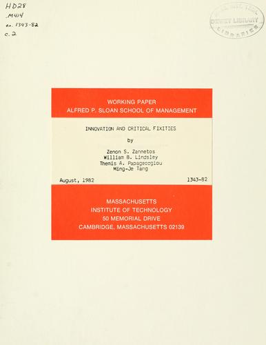 Cover for Innovation and critical fixities