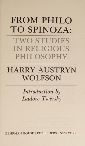 Cover for From Philo to Spinoza