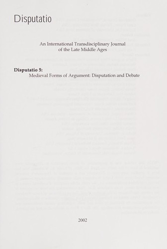 Cover for Medieval Forms of Argument