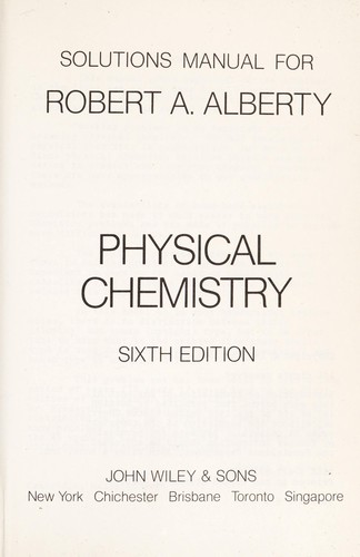 Cover for Solutions manual for Physical chemistry