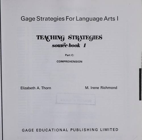 Cover for Gage strategies for language arts 1.