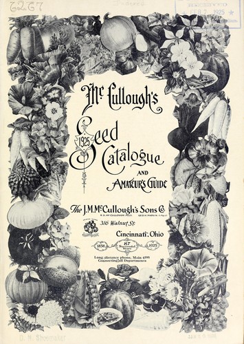 Cover for McCullough's 1925 seed catalogue and amateur's guide