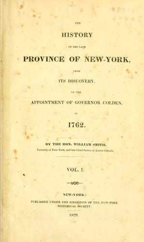 Cover for history of the late province of New York.