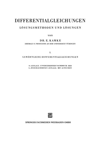 Cover for Differentialgleichungen Lösungsmethoden und Lösungen