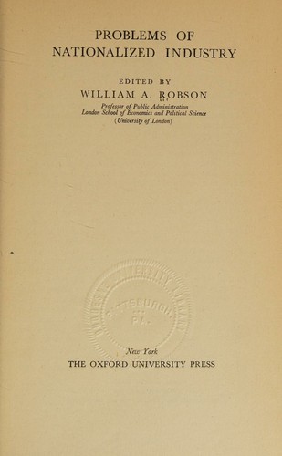 Cover for Problems of nationalized industry