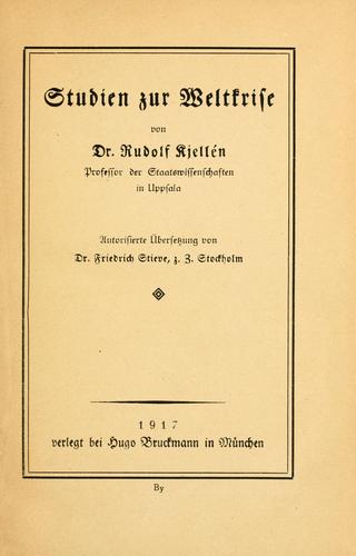 Cover for Studien zur weltkrise