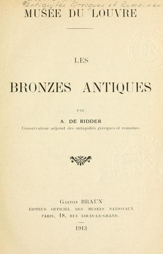 Cover for Les bronzes antiques