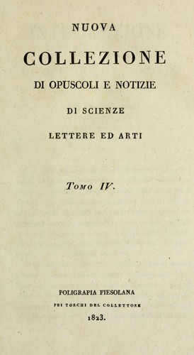 Cover for Nuova collezione di opuscoli e notizie di scienze, lettere ed arti