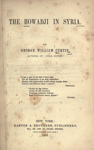 Cover for The Howadji in Syria