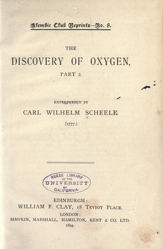 Cover for The discovery of oxygen