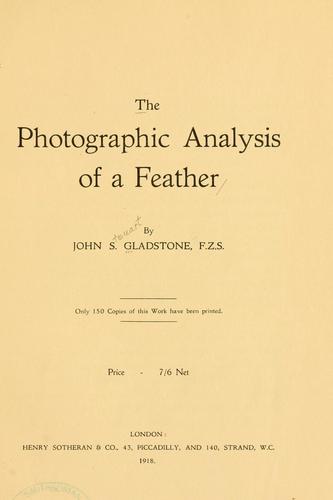 Cover for The photographic analysis of a feather