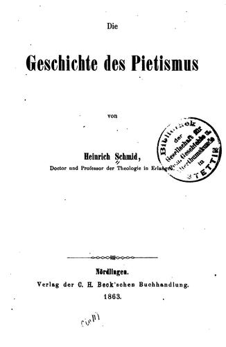 Cover for Die Geschichte des Pietismus