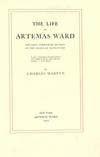 Cover for The life of Artemas Ward