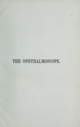 Cover for The ophthalmoscope