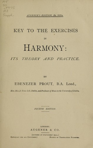 Cover for Key to the exercises in harmony: its theory and practice
