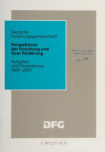 Cover for Perspektiven Der Forschung Und Ihrer Forderung Aufgaben Und Finanzierung 1997-2000