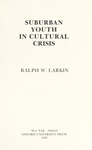 Cover for Suburban youth in cultural crisis