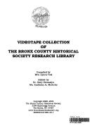 Cover for Videotape collection of the Bronx County Historical Society Research Library