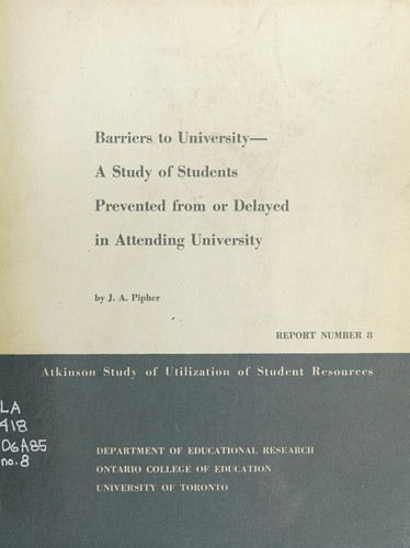 Cover for Barriers to university
