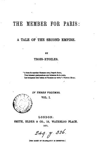 Cover for The member for Paris, by Trois-Étoiles