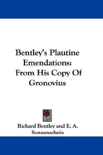 Cover for Bentley's Plautine Emendations