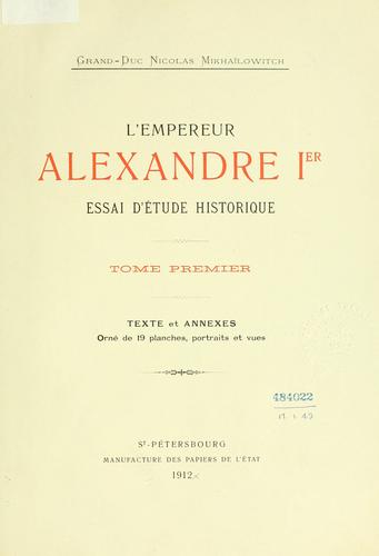Cover for L' empereur Alexandre Ier