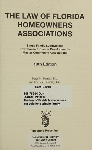 Cover for Law of Florida Homeowners Associations