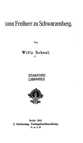 Cover for Johann Freiherr zu Schwarzenberg.