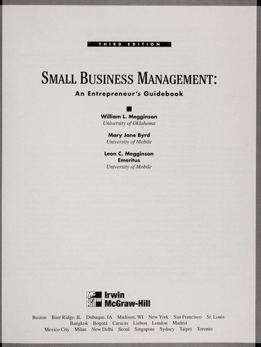 Cover for Small business management