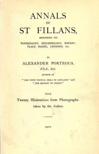 Cover for Annals of St. Fillans ...