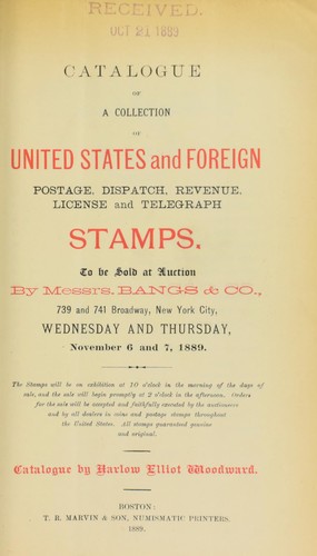 Cover for Catalogue of a collection of United States and foreign postage, dispatch, revenue, license and telegraph stamps